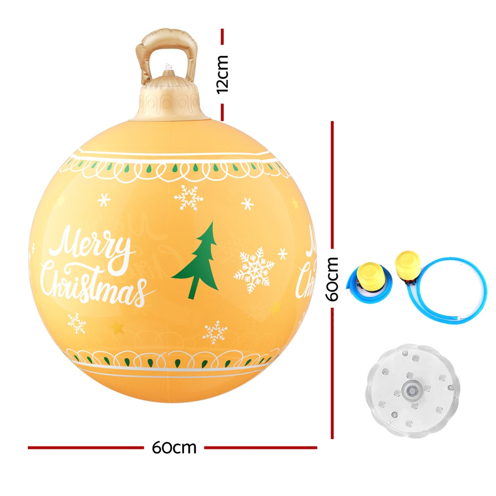 Jingle Jollys 60cm Inflatable Christmas Ball LED Illuminated Gold
