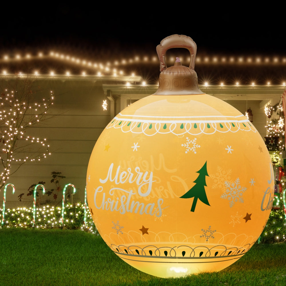 Jingle Jollys 60cm Inflatable Christmas Ball LED Illuminated Gold