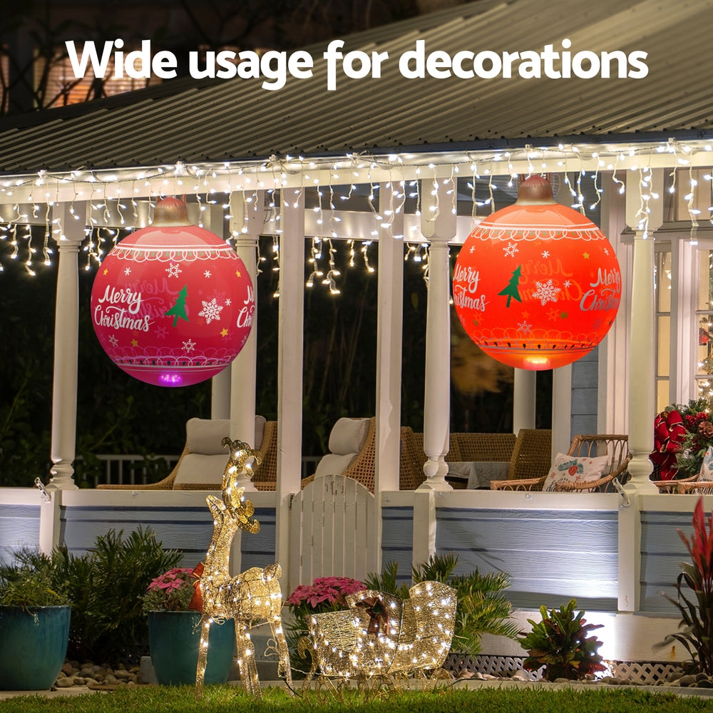 Jingle Jollys 60cm Inflatable Christmas Ball LED Illuminated Red