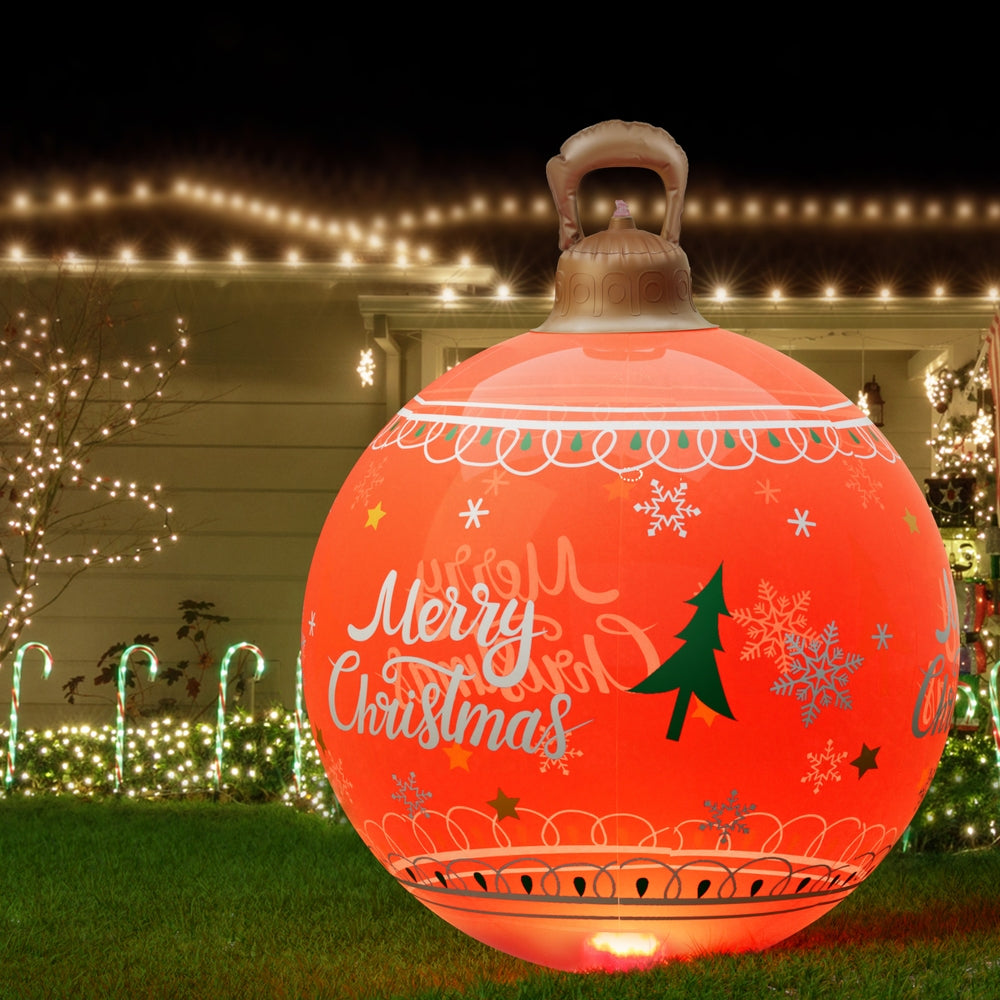 Jingle Jollys 60cm Inflatable Christmas Ball LED Illuminated Red