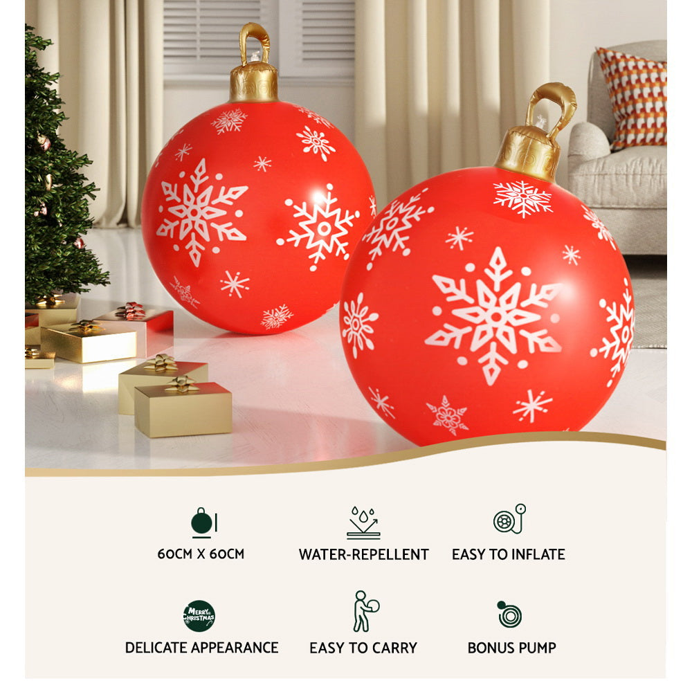 Jingle Jollys 60cm Inflatable Christmas Bauble Outdoor Decoration Red
