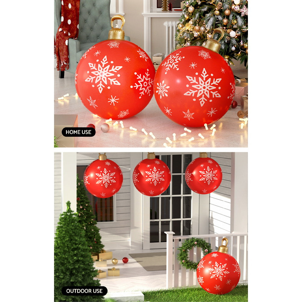 Jingle Jollys 60cm Inflatable Christmas Bauble Outdoor Decoration Red