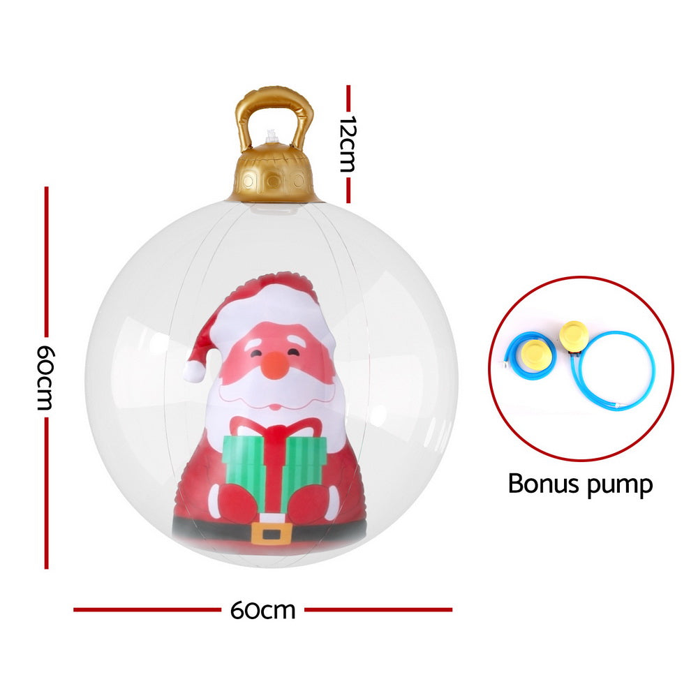 Jingle Jollys 60cm Christmas Inflatable Santa Bauble Clear