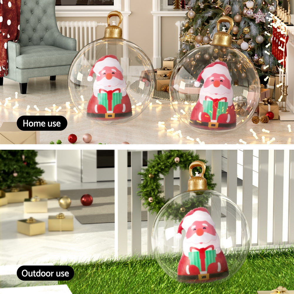 Jingle Jollys 60cm Christmas Inflatable Santa Bauble Clear