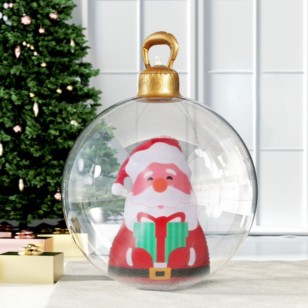 Jingle Jollys 60cm Christmas Inflatable Santa Bauble Clear