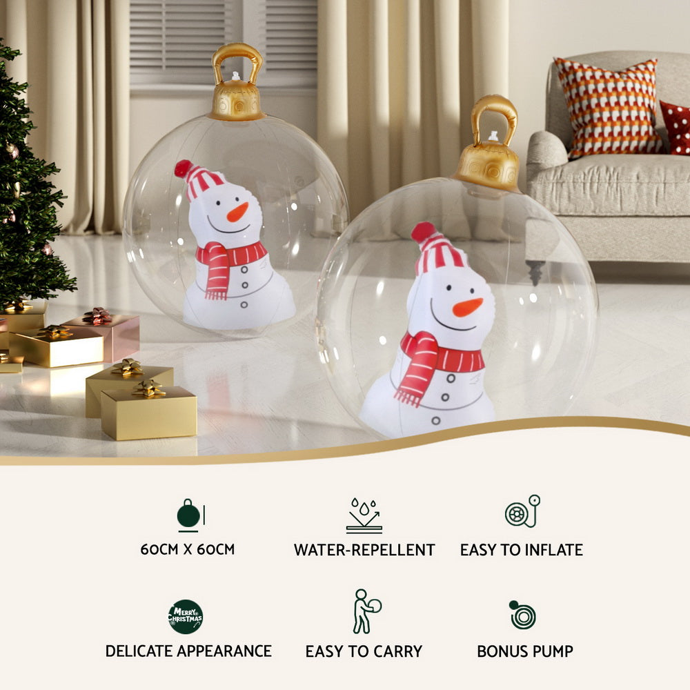 Jingle Jollys 60cm Christmas Inflatable Snowman Bauble Decoration