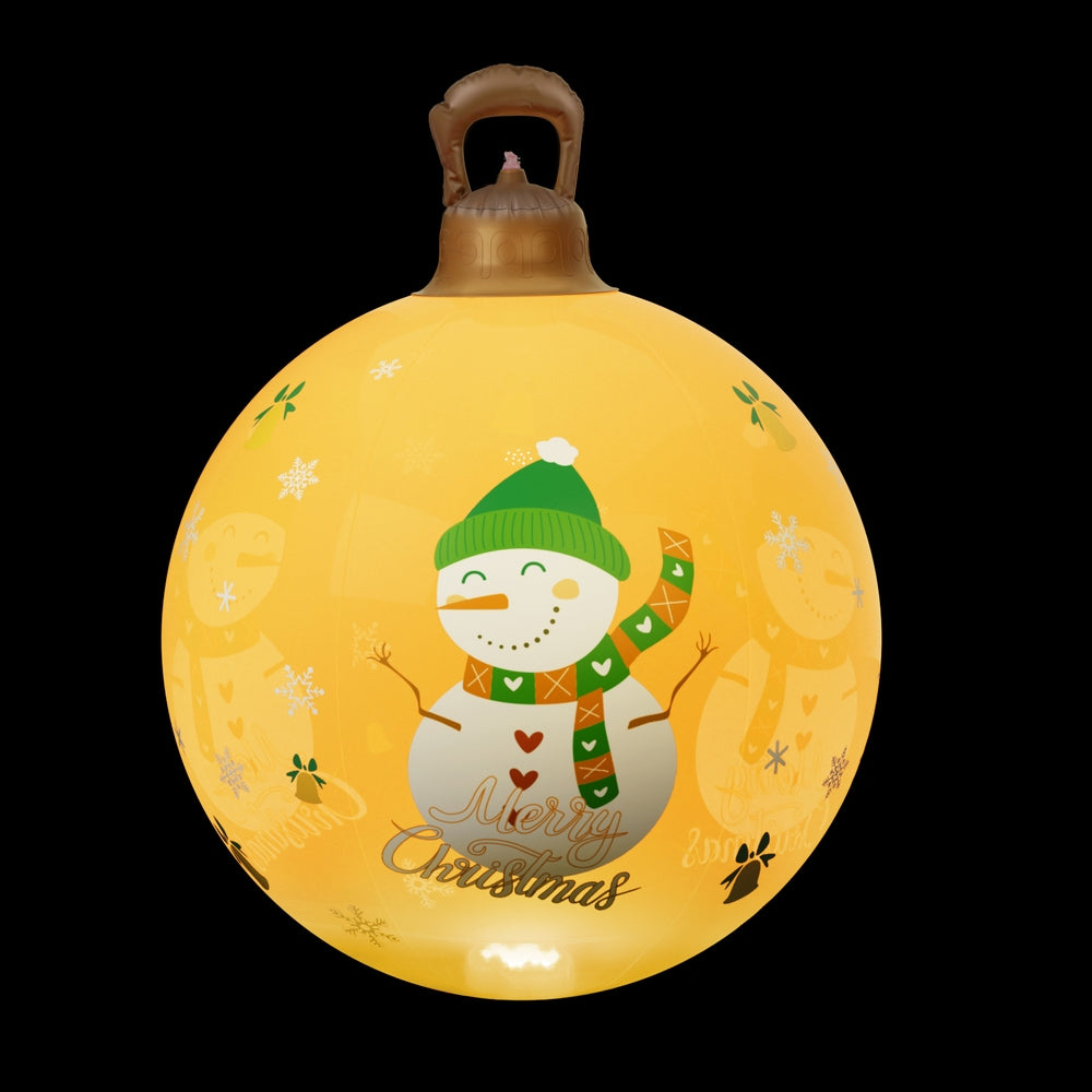 Jingle Jollys 60cm Inflatable Christmas Ball LED Snowman Decor Gold