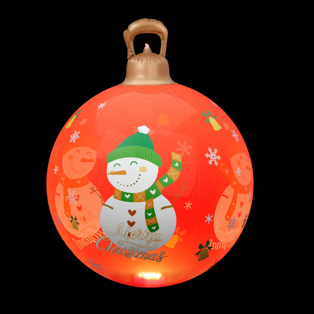 Jingle Jollys 60cm Inflatable LED Snowman Bauble Red