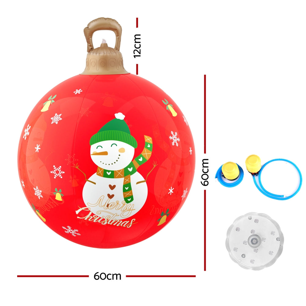 Jingle Jollys 60cm Inflatable LED Snowman Bauble Red