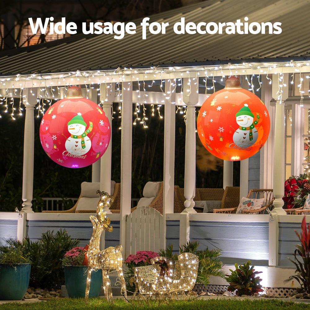 Jingle Jollys 60cm Inflatable LED Snowman Bauble Red