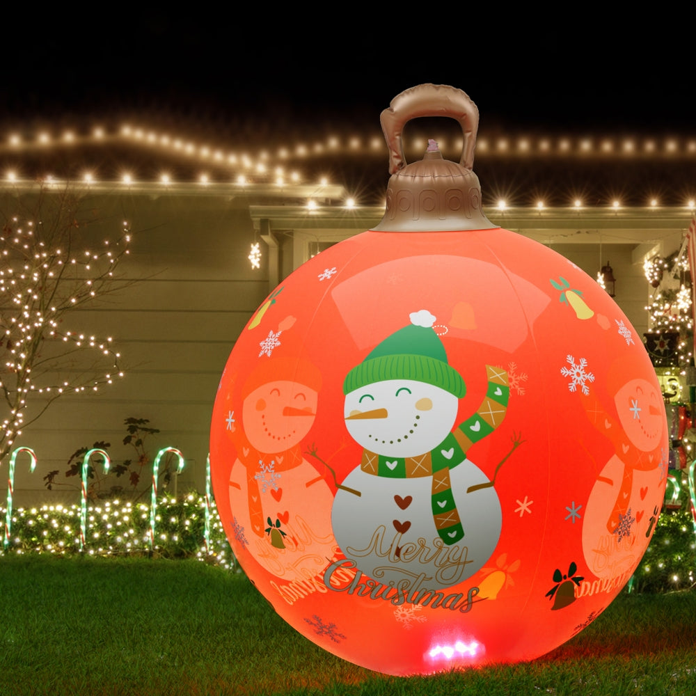 Jingle Jollys 60cm Inflatable LED Snowman Bauble Red