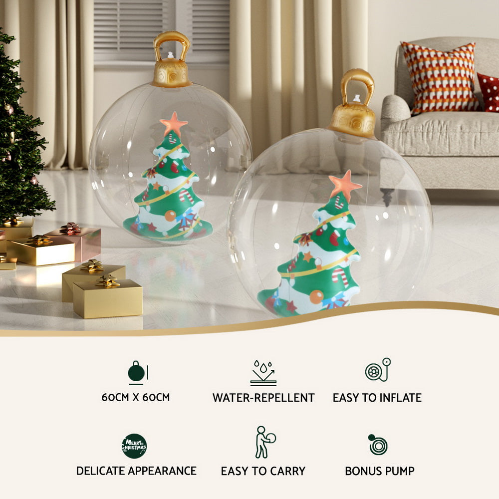 Jingle Jollys 60cm Inflatable Christmas Bauble Clear