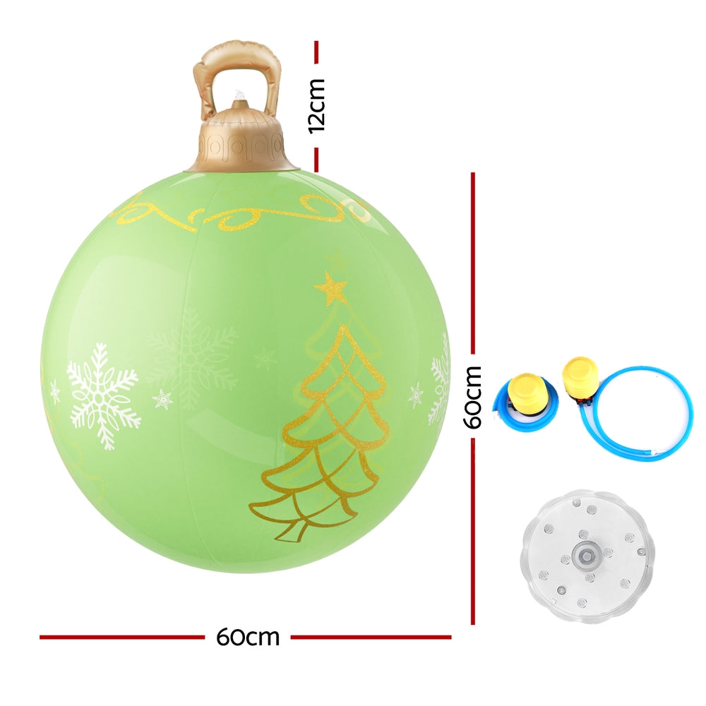 Jingle Jollys 60cm Inflatable Christmas Ball LED Illuminated Green