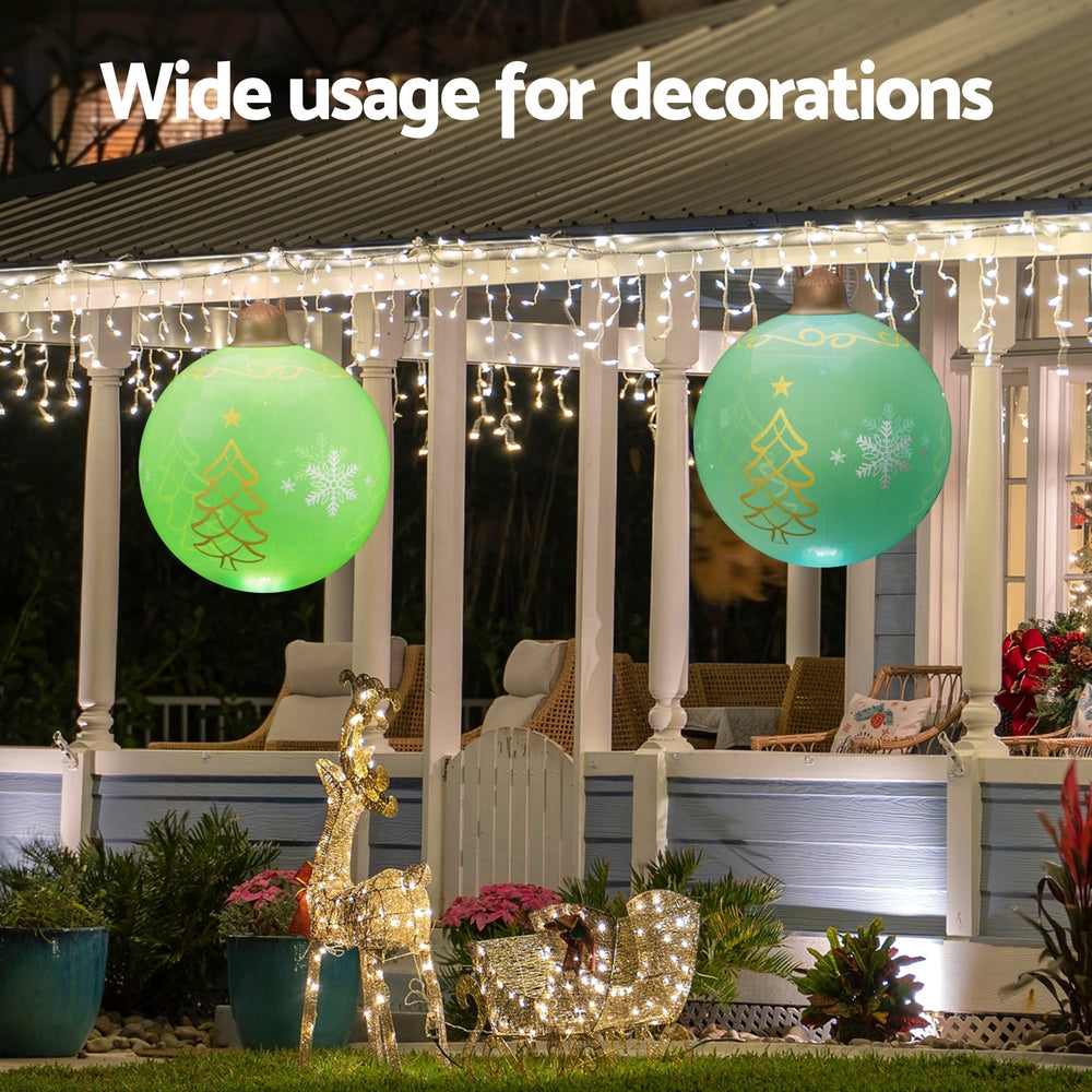 Jingle Jollys 60cm Inflatable Christmas Ball LED Illuminated Green