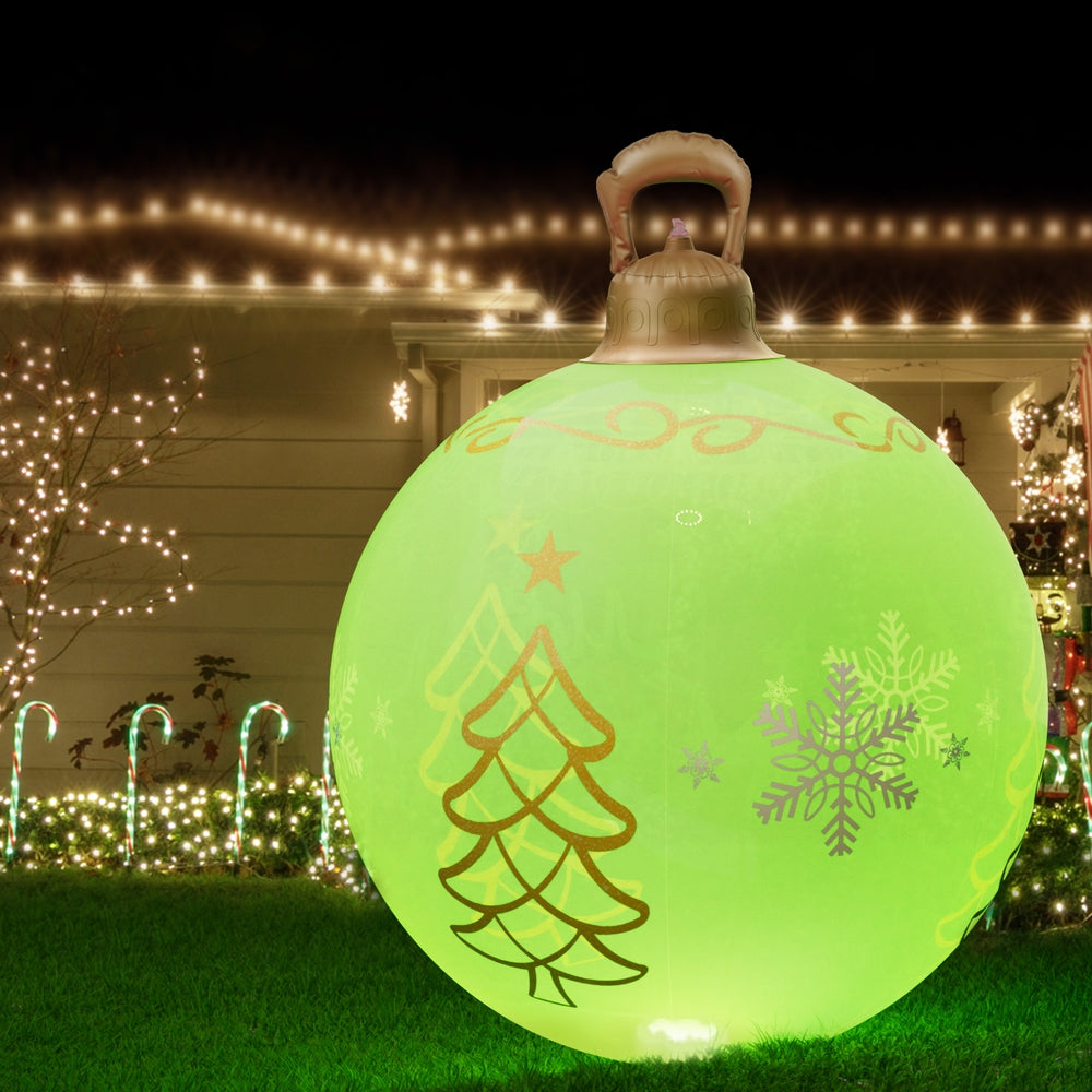 Jingle Jollys 60cm Inflatable Christmas Ball LED Illuminated Green
