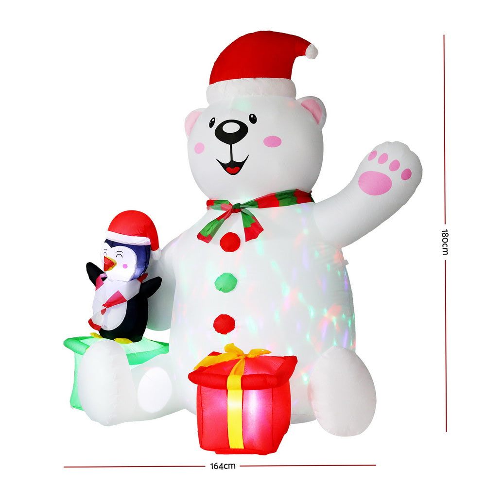 Jingle Jollys 1.8m LED Christmas Inflatable Bear Outdoor Decoration