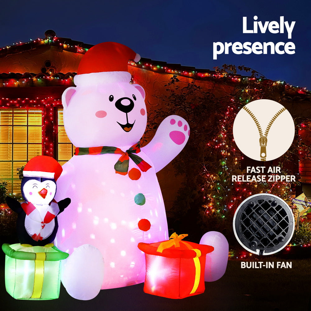Jingle Jollys 1.8m LED Christmas Inflatable Bear Outdoor Decoration