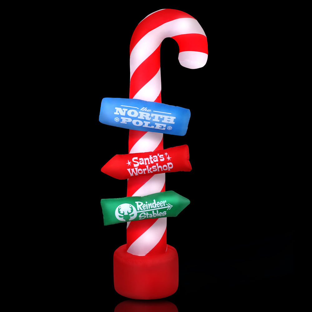 Jingle Jollys 2.4M Christmas Inflatable Candy Pole Illuminated Decoration