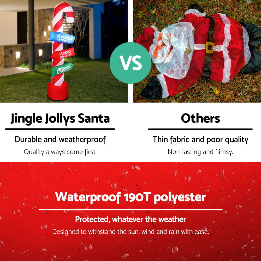 Jingle Jollys 2.4M Christmas Inflatable Candy Pole Illuminated Decoration