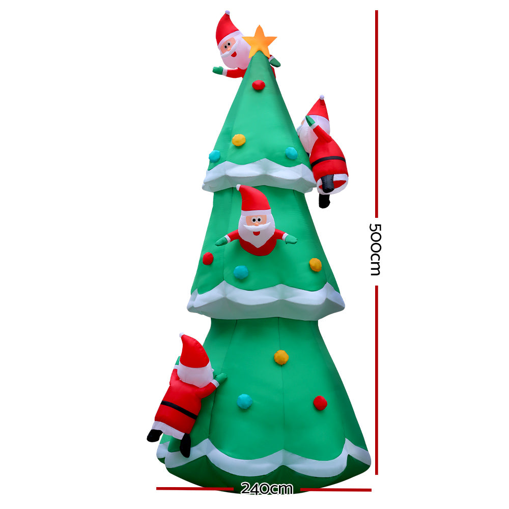 Jingle Jollys 5M Inflatable Santa Tree Illuminated Christmas Decoration