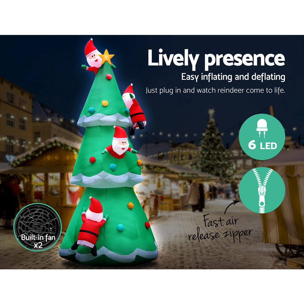 Jingle Jollys 5M Inflatable Santa Tree Illuminated Christmas Decoration