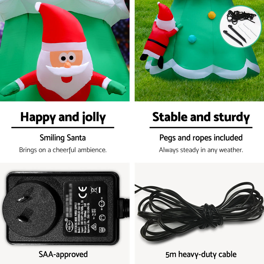 Jingle Jollys 5M Inflatable Santa Tree Illuminated Christmas Decoration