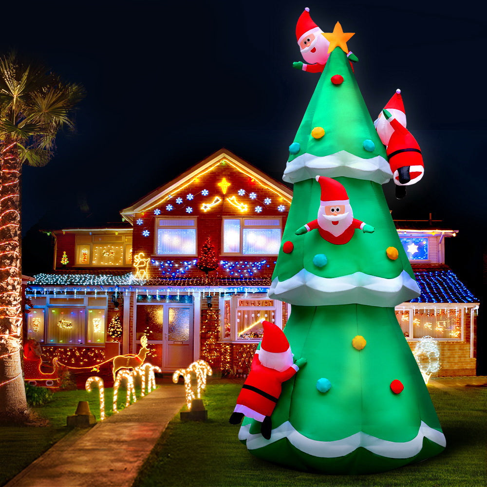 Jingle Jollys 5M Inflatable Santa Tree Illuminated Christmas Decoration