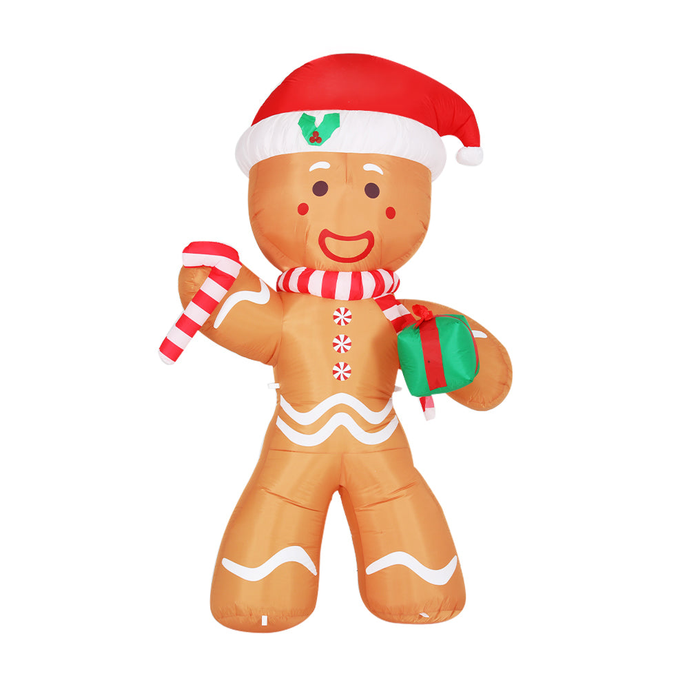 Jingle Jollys 2.4M Inflatable Gingerbread Man Illuminated Christmas Decoration