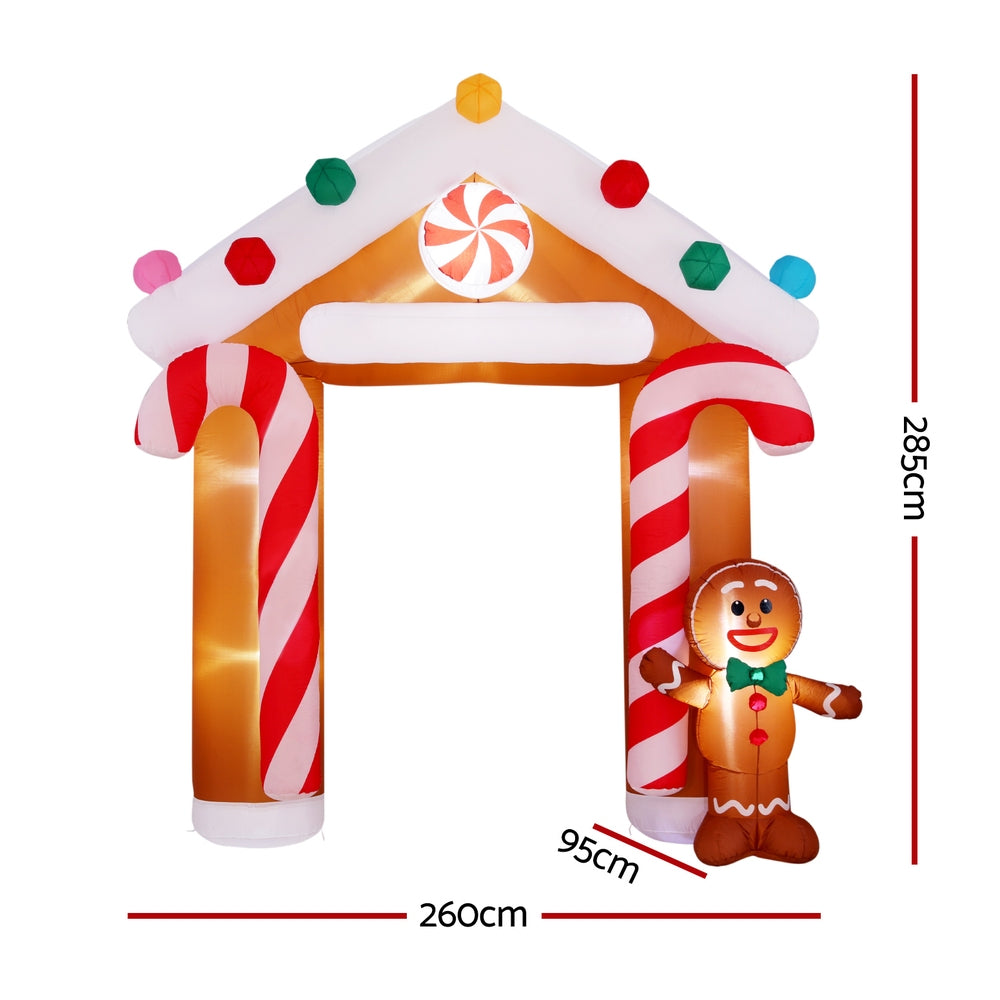 Jingle Jollys 2.8M Christmas Inflatable Archway Ginger Illuminated Decorations