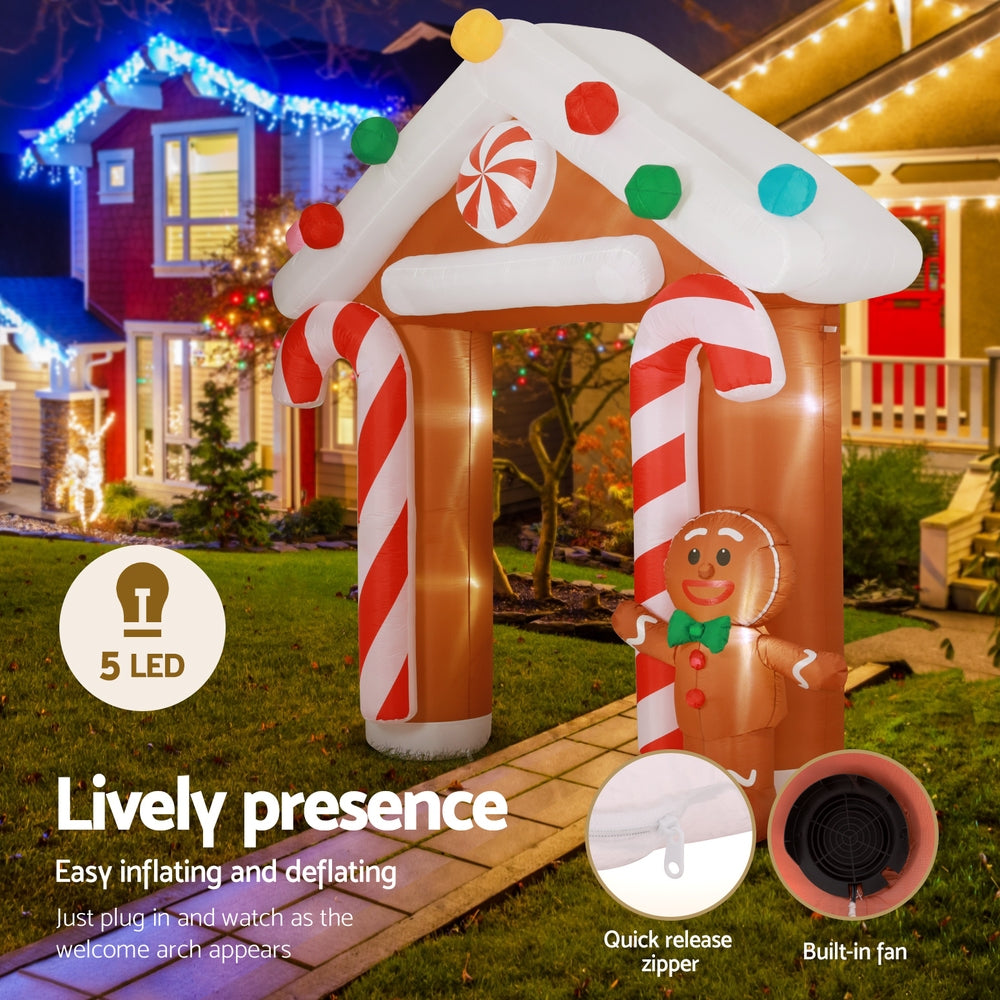 Jingle Jollys 2.8M Christmas Inflatable Archway Ginger Illuminated Decorations