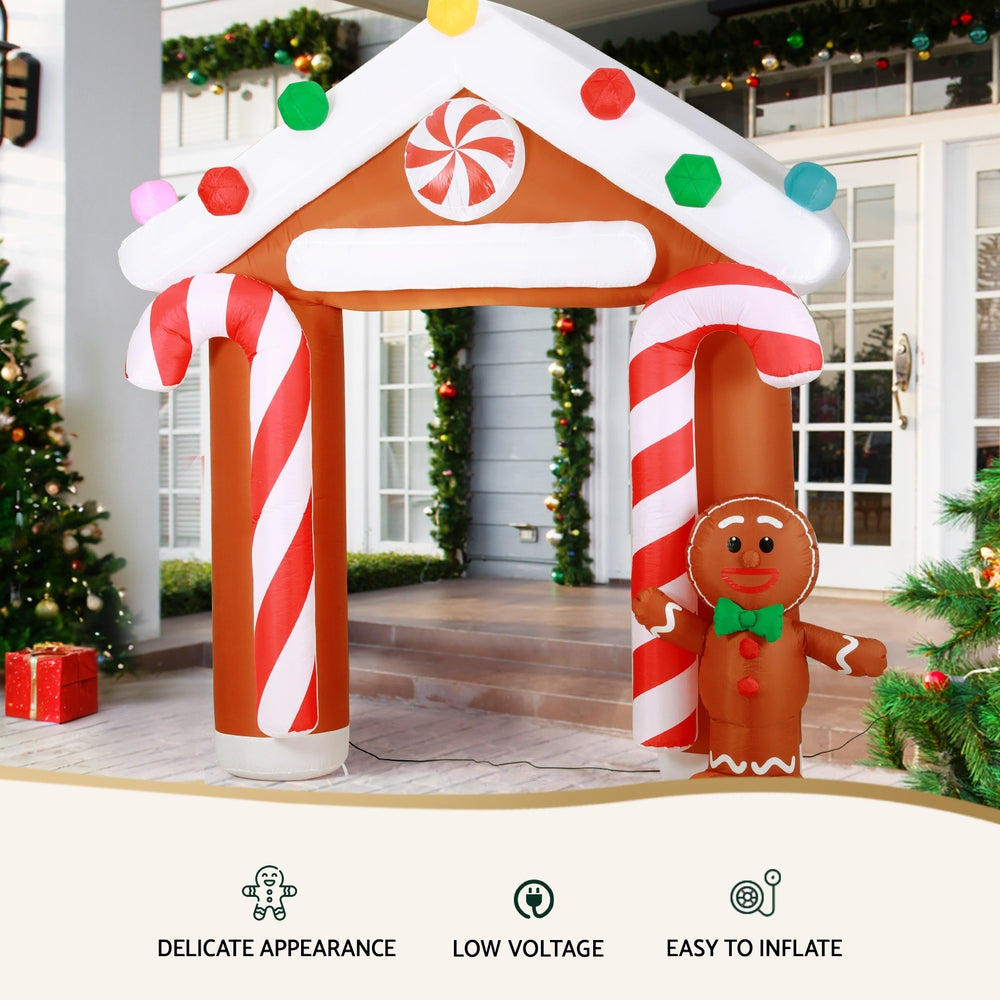Jingle Jollys 2.8M Christmas Inflatable Archway Ginger Illuminated Decorations