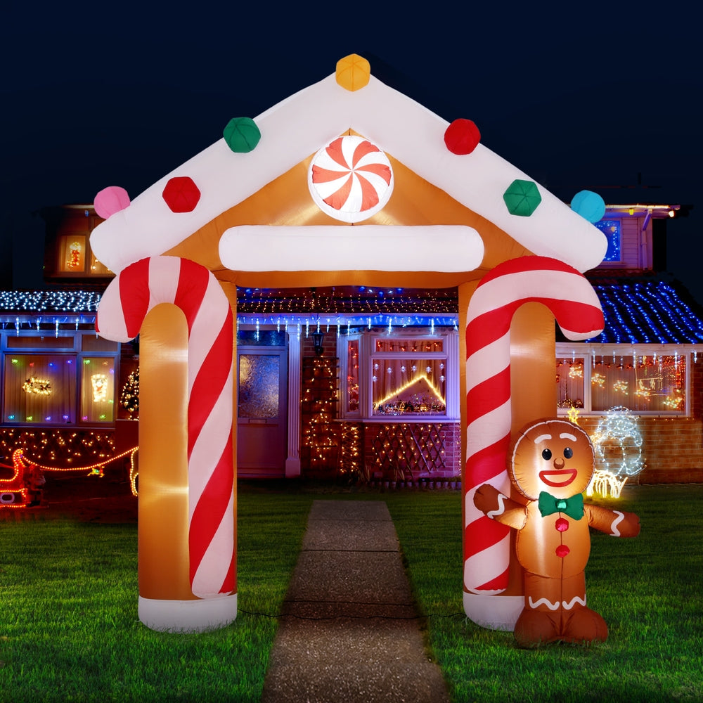 Jingle Jollys 2.8M Christmas Inflatable Archway Ginger Illuminated Decorations