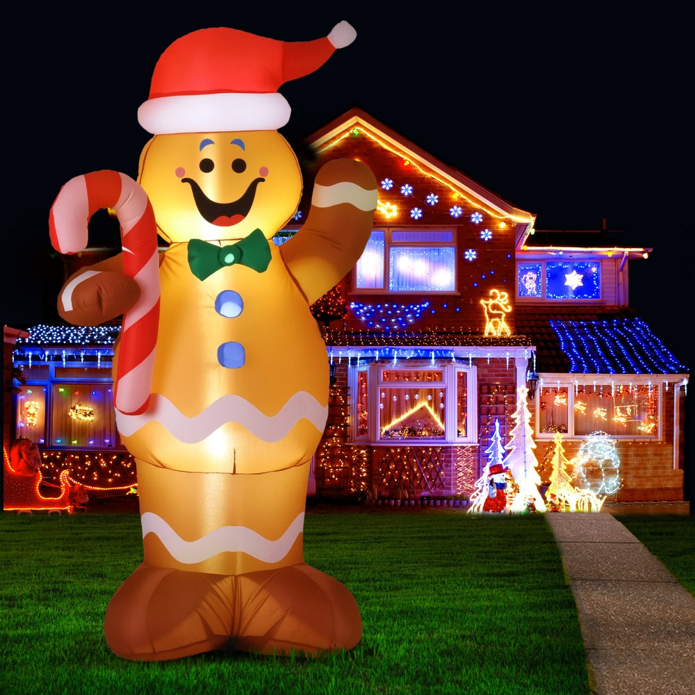 Jingle Jollys Gingerbread Man Christmas Inflatable 1.5M LED Light
