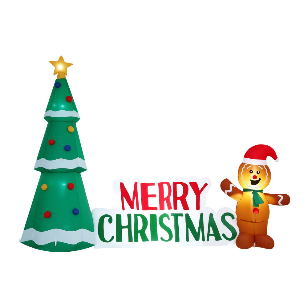 Jingle Jollys 2.4m Christmas Gingerbread Man and Tree Inflatable
