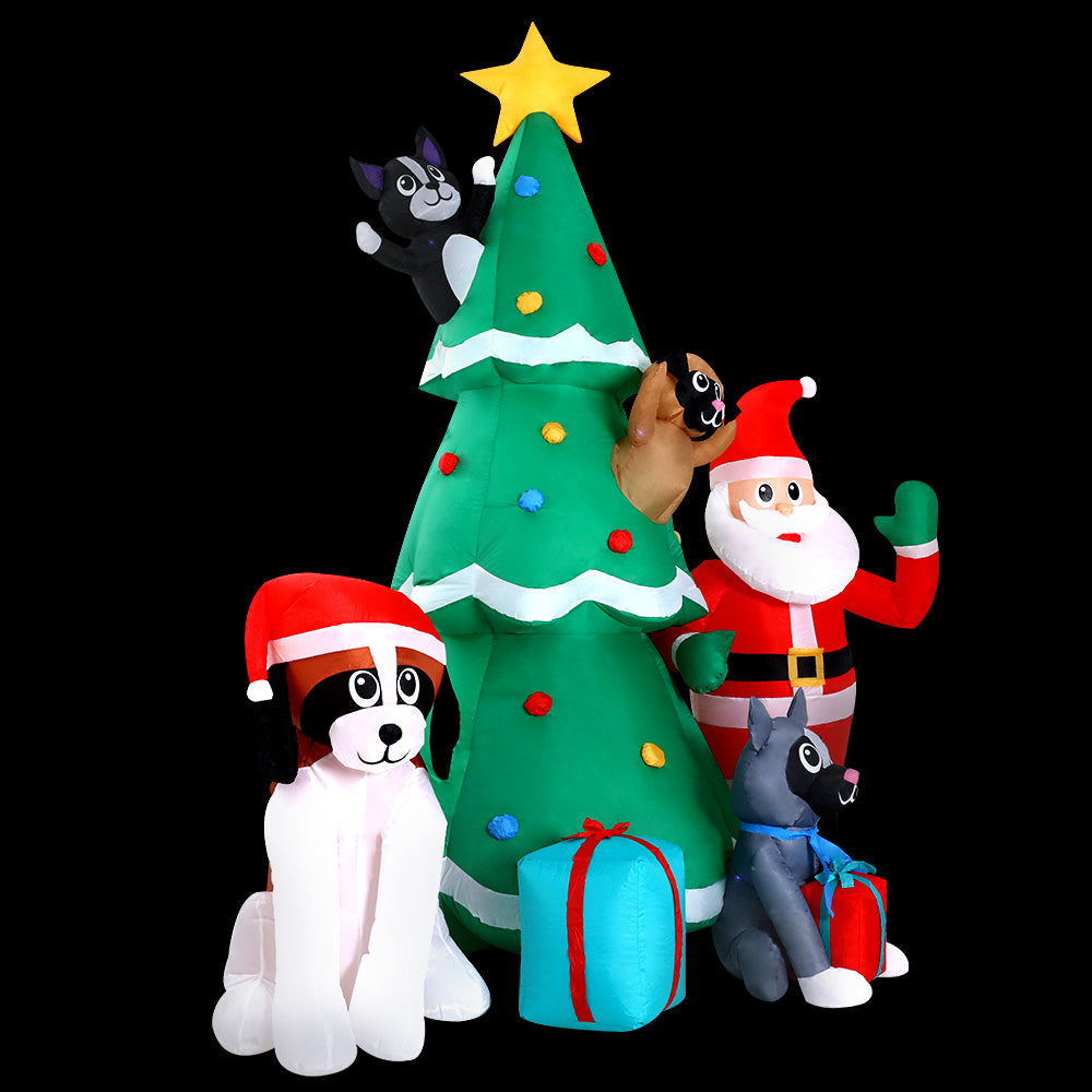 Jingle Jollys Christmas Inflatable Santa Tree 3M Illuminated