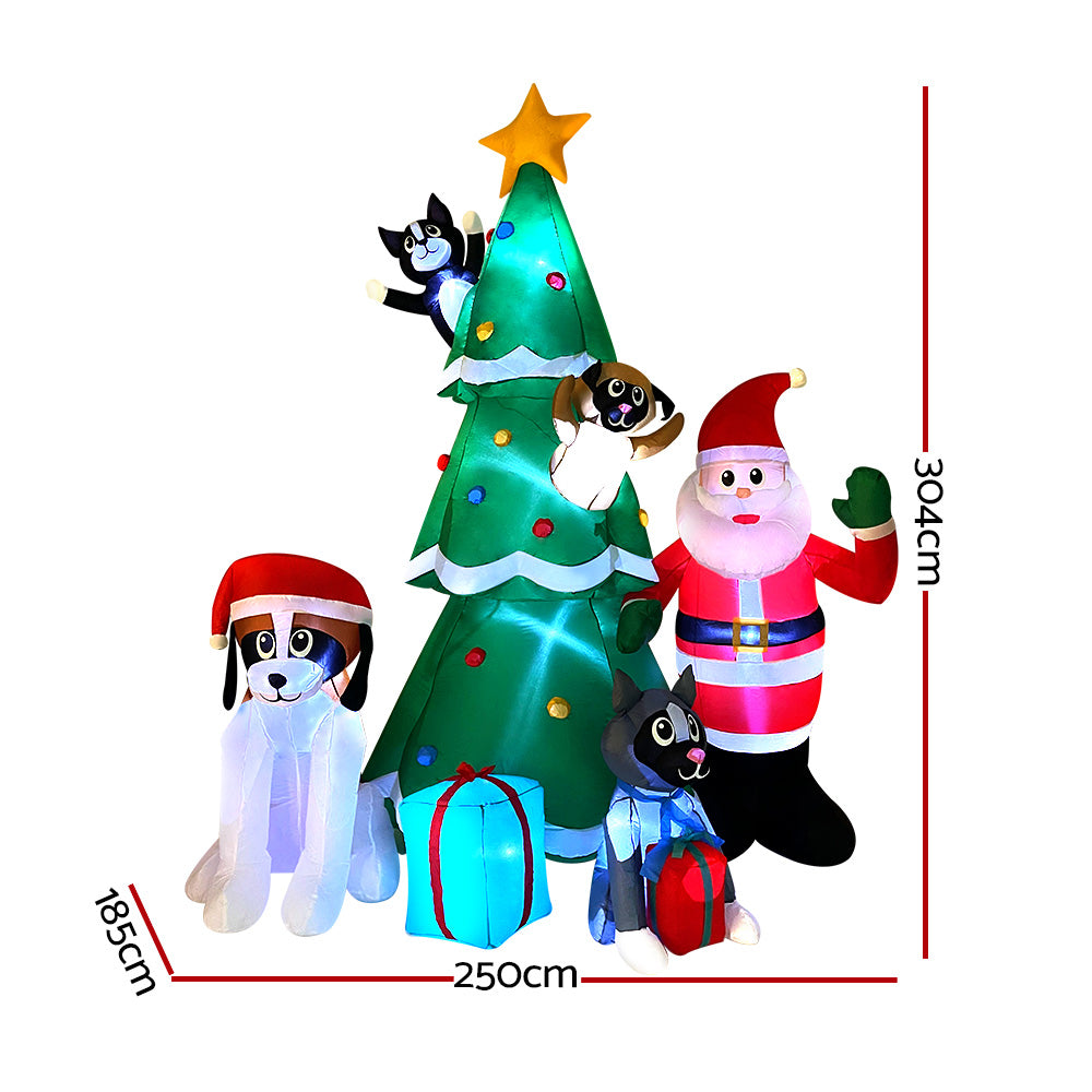 Jingle Jollys 3M Inflatable Santa Tree Illuminated Christmas Decoration