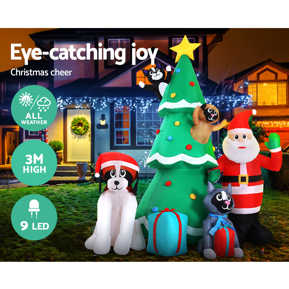 Jingle Jollys 3M Inflatable Santa Tree Illuminated Christmas Decoration