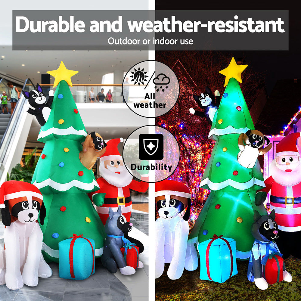 Jingle Jollys 3M Inflatable Santa Tree Illuminated Christmas Decoration
