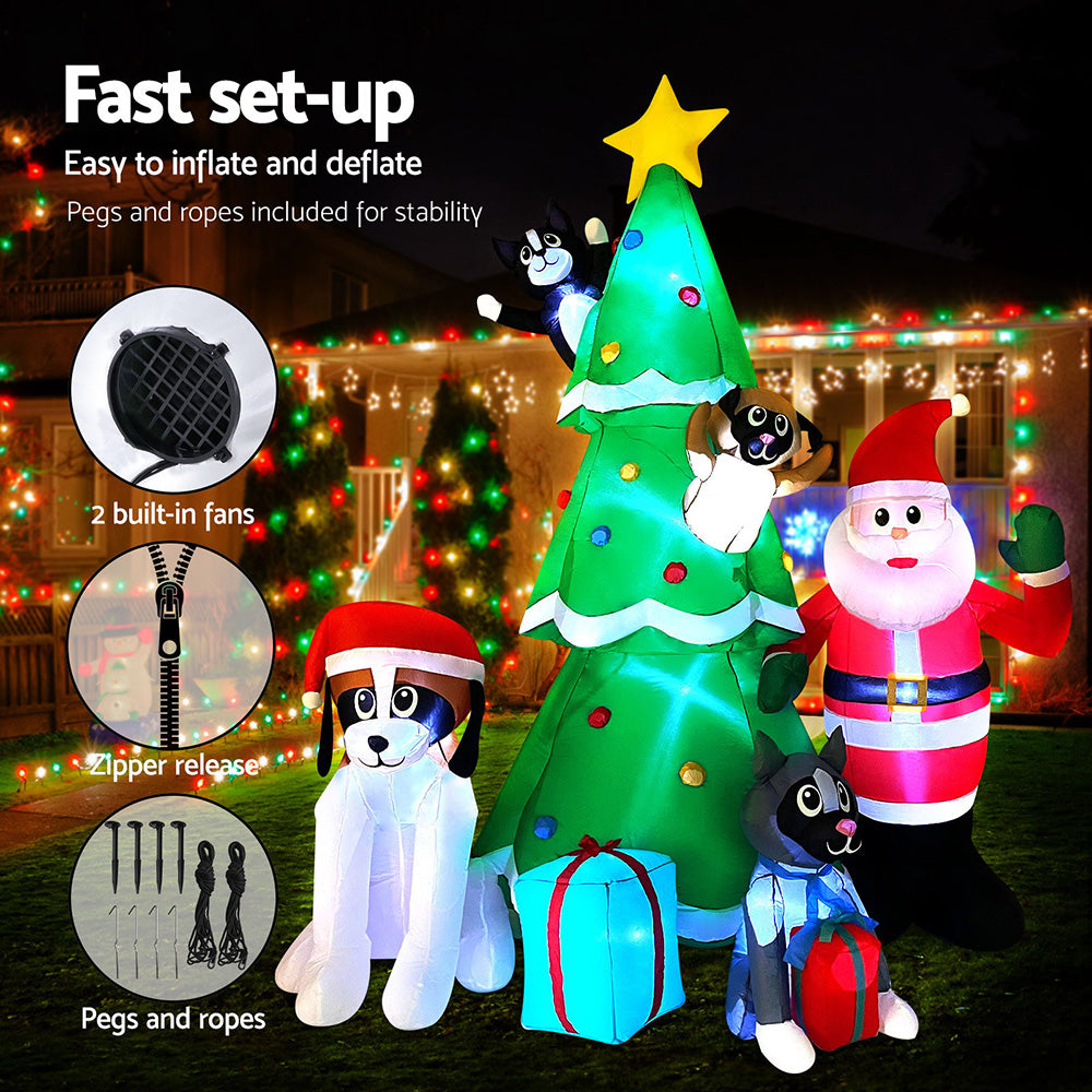 Jingle Jollys 3M Inflatable Santa Tree Illuminated Christmas Decoration