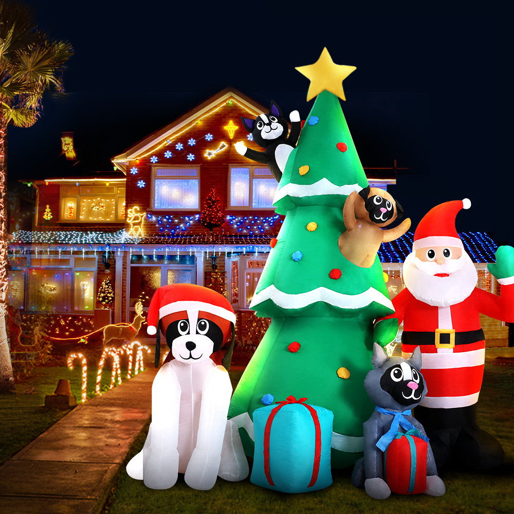 Jingle Jollys 3M Inflatable Santa Tree Illuminated Christmas Decoration