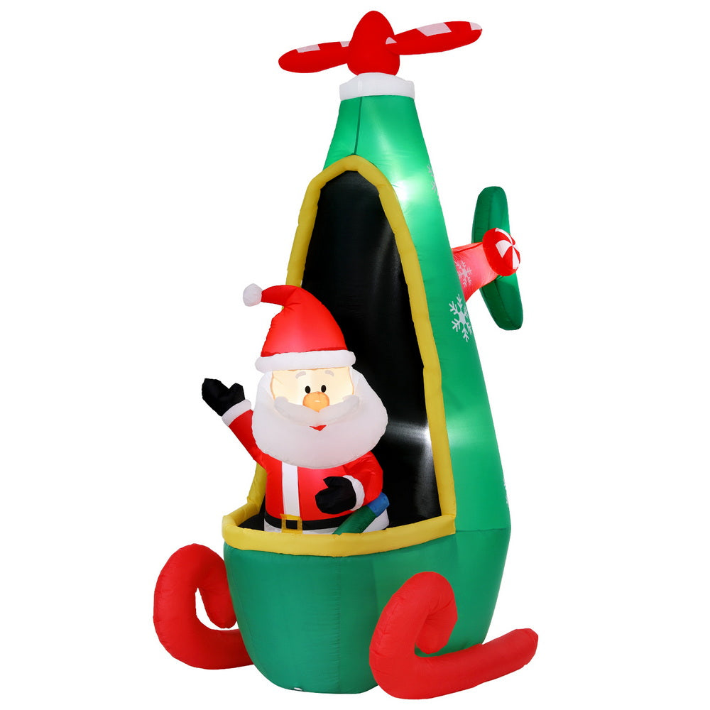 Jingle Jollys Christmas Inflatable Santa in Helicopter 2.55M LED