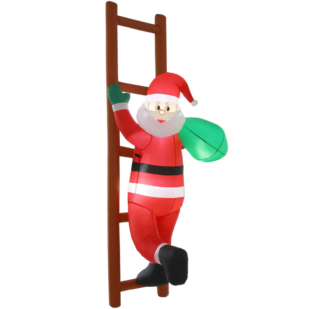 Jingle Jollys Christmas Inflatable Santa Climbing Ladder 2.45m