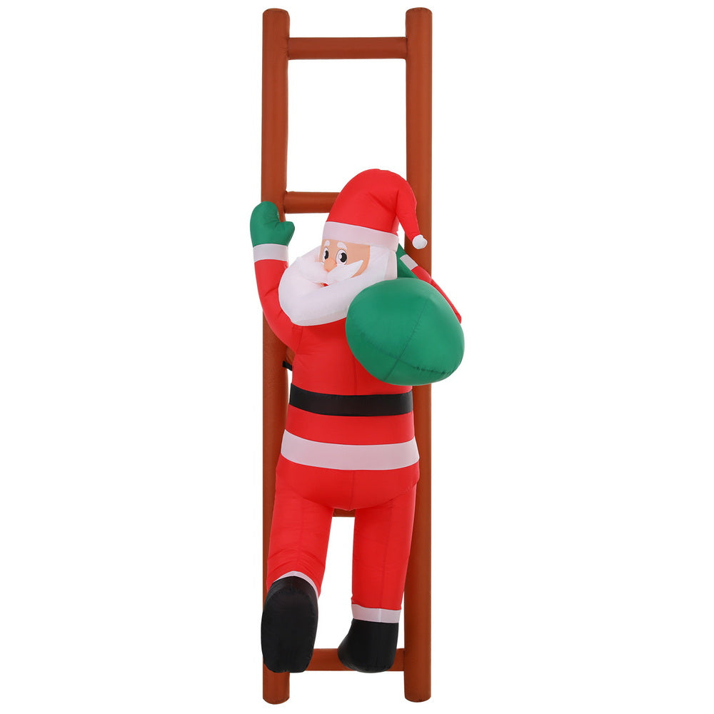 Jingle Jollys 2.45m Christmas Inflatable Santa Climbing Ladder LED Decorations