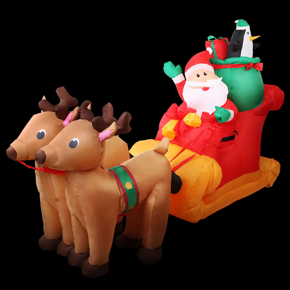 Jingle Jollys 2.2M Inflatable Santa Sleigh Illuminated Christmas Decoration