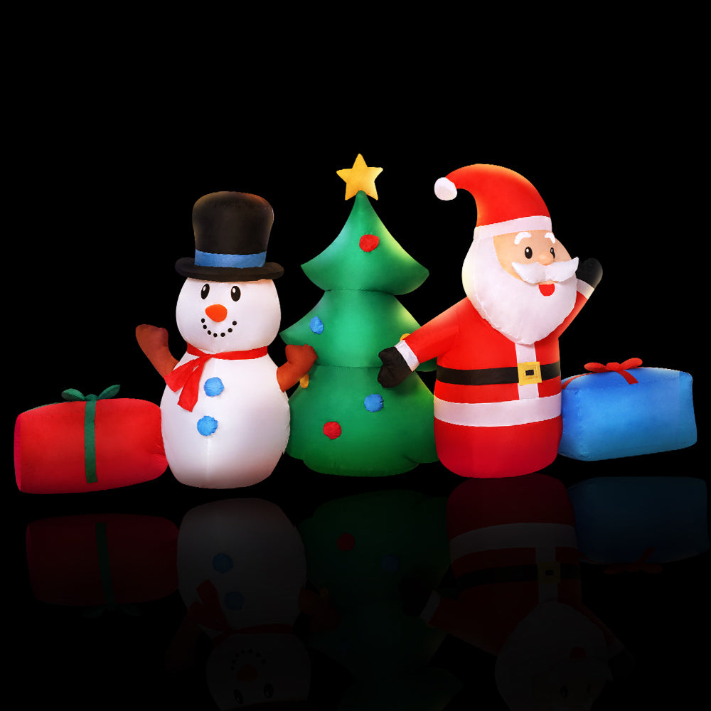 Jingle Jollys 2.7M Christmas Inflatable Tree Snowman Illuminated Decorations