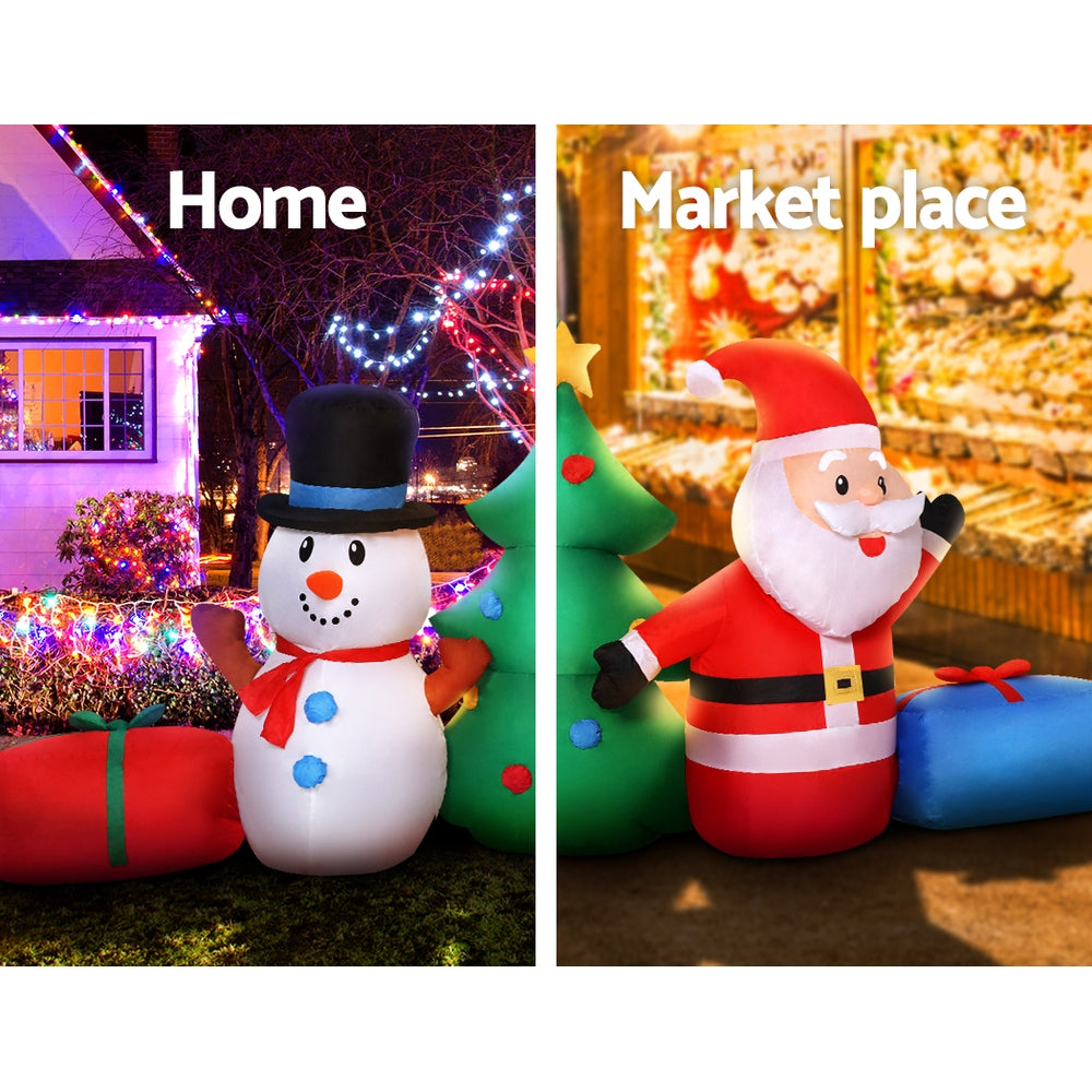 Jingle Jollys 2.7M Christmas Inflatable Tree Snowman Illuminated Decorations