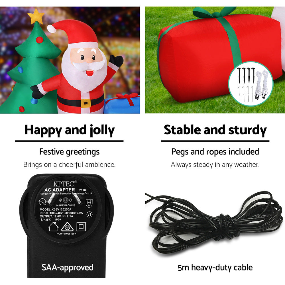 Jingle Jollys 2.7M Christmas Inflatable Tree Snowman Illuminated Decorations