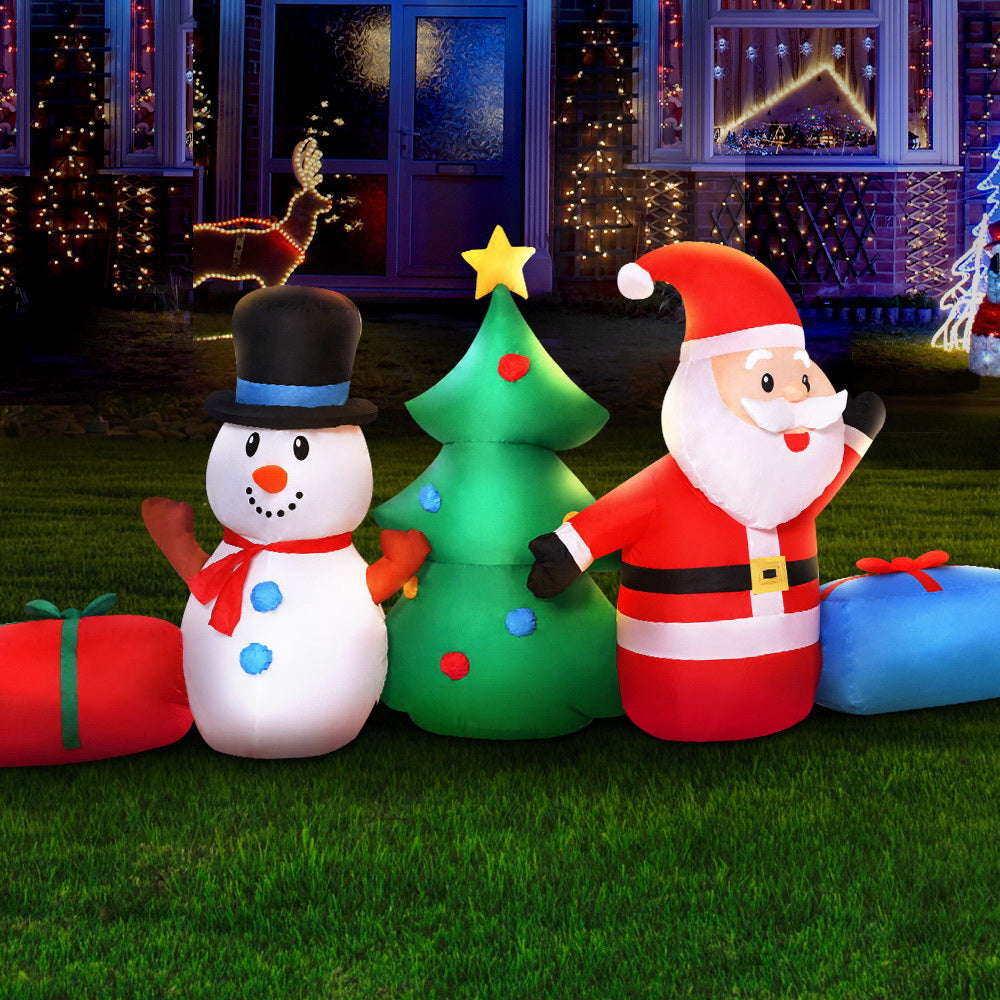 Jingle Jollys 2.7M Christmas Inflatable Tree Snowman Illuminated Decorations