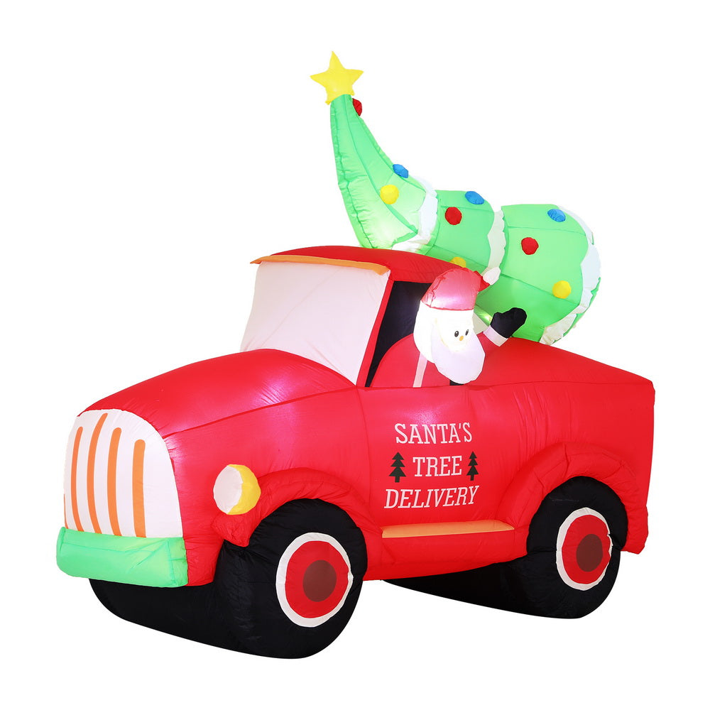 Jingle Jollys Christmas Inflatable Santa Truck 1.6M LED