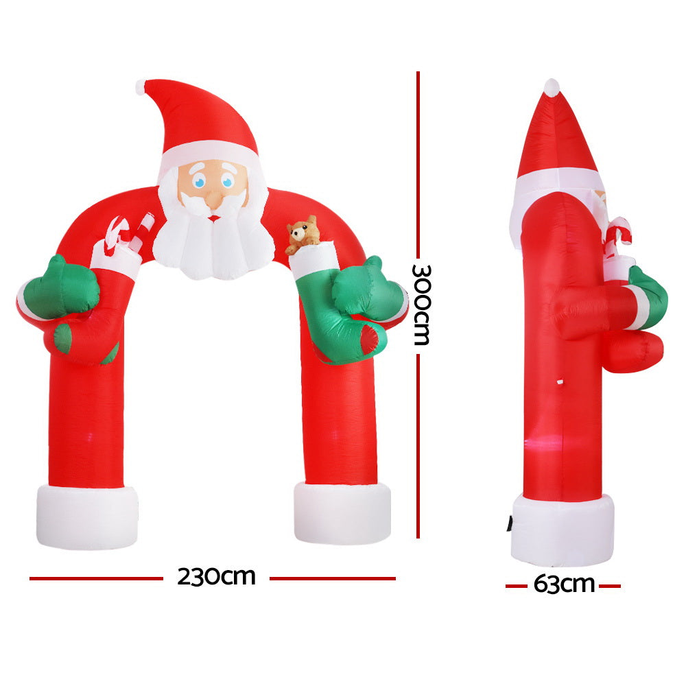 Jingle Jollys 2.3M Inflatable Santa Archway Outdoor Christmas Lights